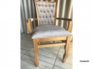 Poltrona Cadeira com Braço em Madeira Maciça com Capitone 3598 Florida 3D Moveis