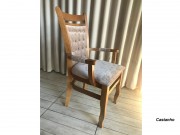 Poltrona Cadeira com Braço em Madeira Maciça com Capitone 3598 Florida 3D Moveis