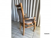 Poltrona Cadeira com Braço em Madeira Maciça com Capitone 3598 Florida 3D Moveis