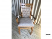 Poltrona Cadeira com Braço em Madeira Maciça com Capitone 3598 Florida 3D Moveis