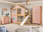 Beliche Cama Casinha Infantil Montessoriana e Escorregador Serraltense Sweet Home 1110-1115