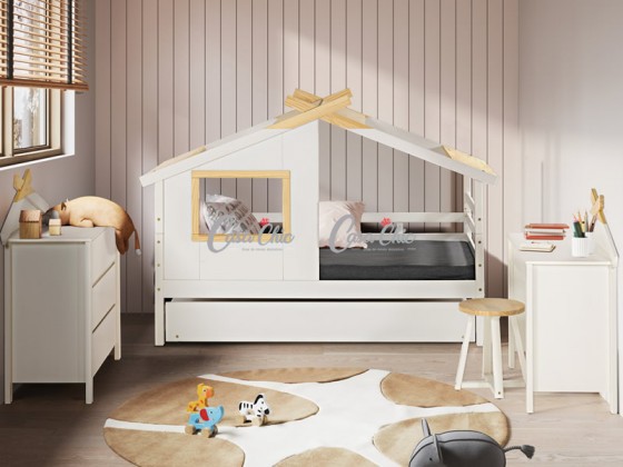 Cama Sofa Cama Bibox com Cama Auxiliar Serraltense Casinha Evolutiva Kids 1046