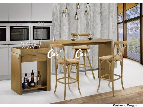 Conjunto Mesa Bistro Roma Munique com 03 Banquetas 1.60 x 0.50 Retangular