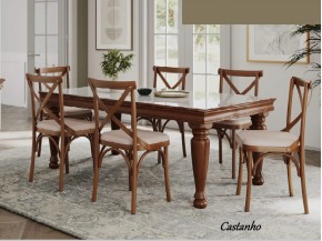Conjunto Mesa de Jantar com 06 Cadeiras X e Mesa Safari Retangular 1.80 x 1.00 Brasil Sul