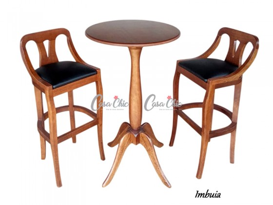 Conjunto Mesa Bistro com 02 Banquetas Napoleão Casachic 0.60 x 0.60 Redonda