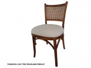 Cadeira com Assento Estofado e Encosto em Tela de Madeira Maciça Gravata