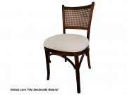 Cadeira com Assento Estofado e Encosto em Tela de Madeira Maciça Gravata