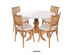 Conjunto Mesa de Jantar com 04 Cadeiras Gravata e Mesa Troia Redonda 1.30 x 1.30 Casachic Conjunto Mesa de Jantar com 04 Cadeiras Gravata e Mesa Troia Redonda 1.30 x 1.30 Casachic