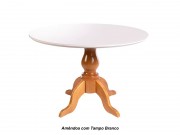 Conjunto Mesa de Jantar Casachic Troia Gravata com 04 Cadeiras 1.30 x 1.30 Redonda