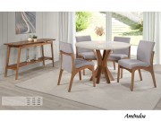 Conjunto Mesa de Jantar Alice Terra com 04 Cadeiras 1.10 x 1.10 Redonda