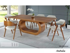 Conjunto Mesa de Jantar com 08 Cadeiras Reyder e Mesa Anthurium Retangular 2.00 x 1.00 Fragamar Moveis Conjunto Mesa de Jantar com 08 Cadeiras Reyder e Mesa Anthurium Retangular 2.00 x 1.00 Fragamar Moveis