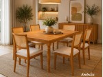 Conjunto Mesa de Jantar com 06 Cadeiras Levi e Mesa Atlanta Retangular 1.60 x 1.00 COM ENTREGA IMEDIATA Conjunto Mesa de Jantar com 06 Cadeiras Levi e Mesa Atlanta Retangular 1.60 x 1.00 COM ENTREGA IMEDIATA