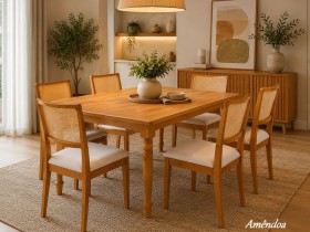 Conjunto Mesa de Jantar com 06 Cadeiras Levi e Mesa Atlanta Retangular 1.60 x 1.00 COM ENTREGA IMEDIATA Conjunto Mesa de Jantar com 06 Cadeiras Levi e Mesa Atlanta Retangular 1.60 x 1.00 COM ENTREGA IMEDIATA