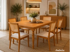 Conjunto Mesa de Jantar Levi Atlanta com 06 Cadeiras 1.60 x 1.00 Retangular COM ENTREGA IMEDIATA