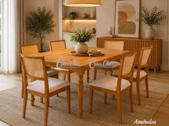 Conjunto Mesa de Jantar com 06 Cadeiras Levi e Mesa Atlanta Retangular 1.60 x 1.00 COM ENTREGA IMEDIATA