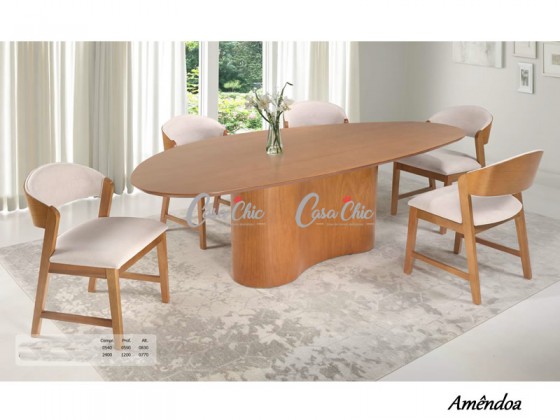 Conjunto Mesa de Jantar Luxemburgo com 06 Cadeiras 1.80 x 1.10 Organica