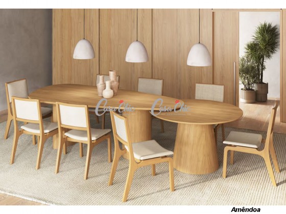 Conjunto Mesa de Jantar Rio Tela 2351-2460 com 08 Cadeiras 3.40 x 1.20 Retangular