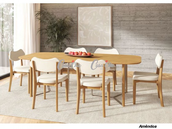 Conjunto Mesa de Jantar Siena 2451-2465 com 06 Cadeiras 2.00 x 1.00 Retangular