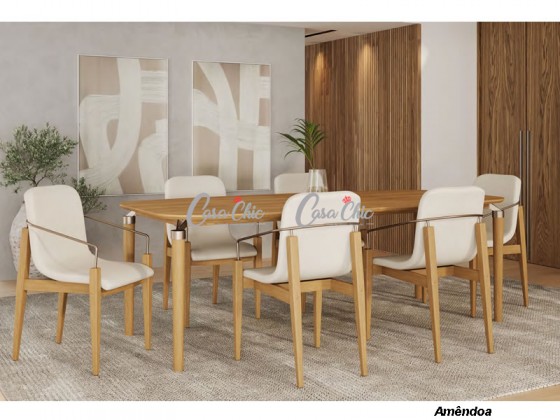 Conjunto Mesa de Jantar Hanna 2453-2464 com 06 Cadeiras 1.80 x 1.00 Retangular