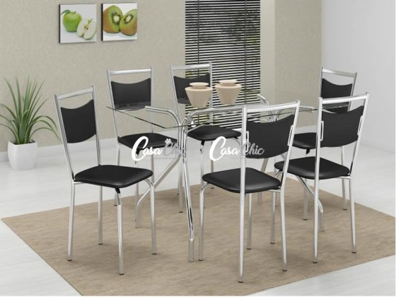 Conjunto Mesa de Jantar Carraro 387-163 com 06 Cadeiras  