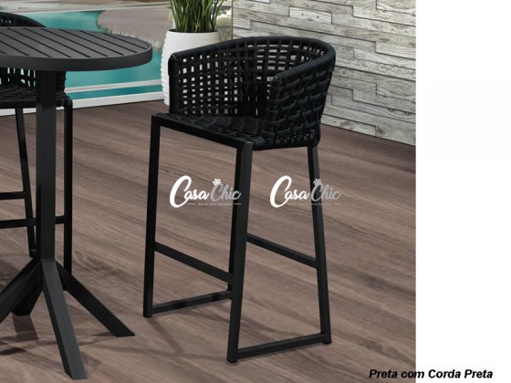 Banqueta em Aluminio com Encosto em Corda 402 Natalia