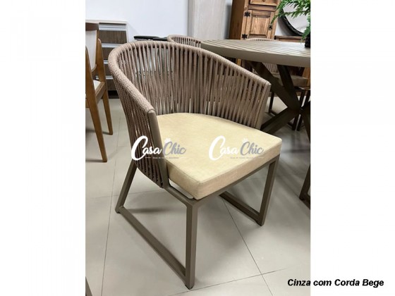 Poltrona Cadeira com Braço em Aluminio com Encosto em Corda 368 Indonesia