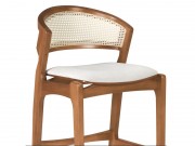 Banqueta em Madeira Maciça com Encosto em Tela 7118 Stela Diplomata