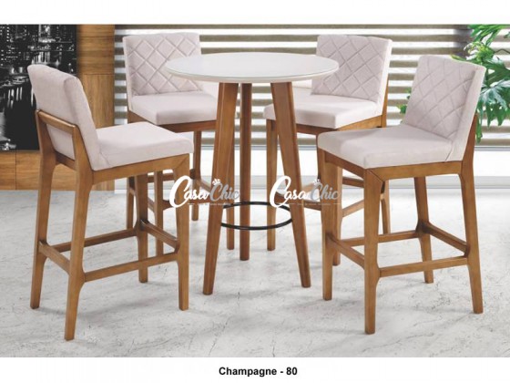 Conjunto Mesa Bistro Bali Guine com 04 Banquetas 0.75 x 0.75 Redonda