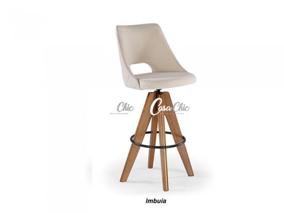 Banqueta Giratoria 3928 Coral de Madeira Macica