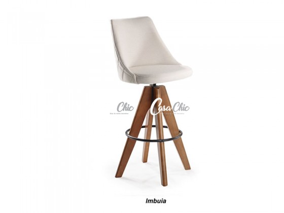 Banqueta Giratoria 865 Turquesa de Madeira Macica