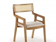 Poltrona Cadeira com Braço com Encosto em Tela 2978 Jade de Madeira Maciça