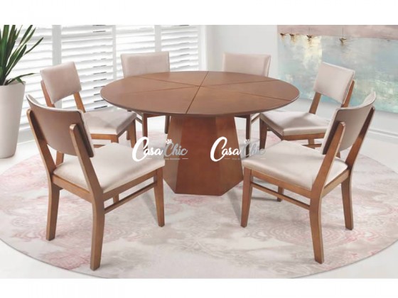 Conjunto Mesa de Jantar Porto New York com 06 Cadeiras 1.40 x 1.40 Redonda