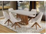 Conjunto Mesa de Jantar Esmeralda 1.80 x 1.00 Retangular com 06 Cadeiras Giratorias Coral