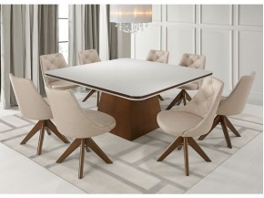 Conjunto Mesa de Jantar Guine Elegance com 08 Cadeiras Giratorias 1.50 x 1.50 Quadrada