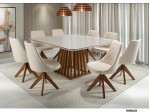 Conjunto Mesa de Jantar com 08 Cadeiras Giratorias Esmeralda e Mesa Esmeralda Quadrada 1.50 x 1.50