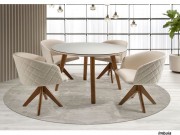 Poltrona Cadeira com Braço Giratoria 6193 Perola de Madeira Maciça