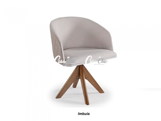 Poltrona Cadeira com Braço Giratoria 6193 Perola de Madeira Maciça