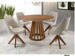 Conjunto Mesa de Jantar com 06 Cadeiras Giratorias Safira e Mesa Safira Redonda 1.40 x 1.40