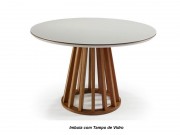 Conjunto Mesa de Jantar com 06 Cadeiras Giratorias Safira e Mesa Safira Redonda 1.40 x 1.40