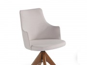 Poltrona Cadeira com Braço Giratoria em Madeira Maciça 6187 Bela