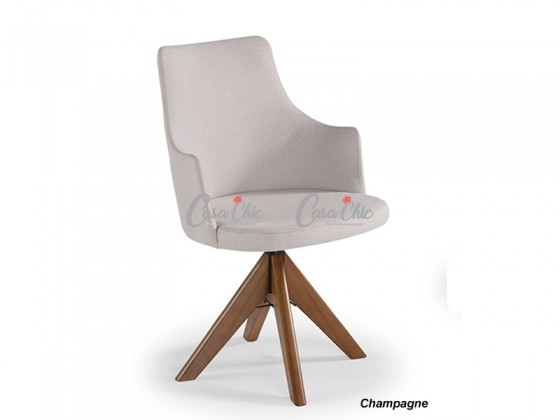 Poltrona Cadeira com Braço Giratoria em Madeira Maciça 6187 Bela