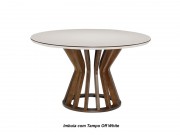 Conjunto Mesa de Jantar Aylla 1.40 x 1.40 Redonda com 04 Poltronas Ametista