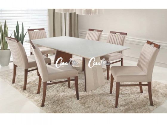 Conjunto Mesa de Jantar com 06 Cadeiras Orlando e Mesa França 1.80 x 1.00 Retangular