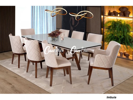 Conjunto Mesa de Jantar Guine Angra com 08 Cadeiras 2.40 x 1.10 Retangular