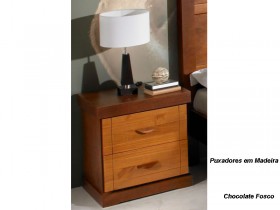 Mesa de Cabeceira Criado Mudo 8004 Style 02 Gavetas de Madeira Maciça Domus Moveis