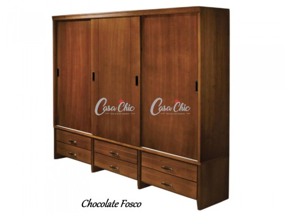 Guarda Roupa Armario Roupeiro Domus Cyrus Madeira 6322 03 Portas 2.71 m