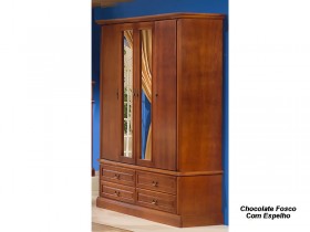 Roupeiro Armario Guarda Roupa 2.03 m 04 Portas 5013-5033 Hacienda Espelhado Domus Moveis