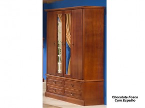 Roupeiro Armario Guarda Roupa 2.03 m 04 Portas 5013-5033 Hacienda Espelhado Domus Moveis