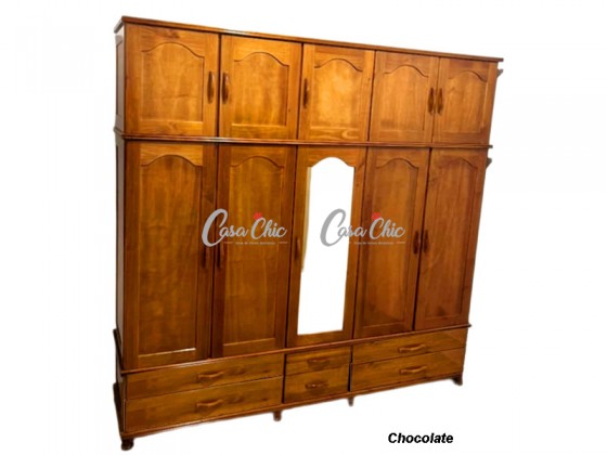 Roupeiro Armario Guarda Roupa 2.50 m 10 Portas 1050 New II Espelhado Domus Moveis