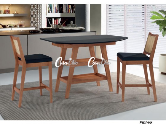 Conjunto Bistro com 02 Banquetas Patacho e Mesa Dobravel Patacho Oval 1.00 x 1.30